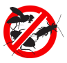Crawling pests with a red circle and slash