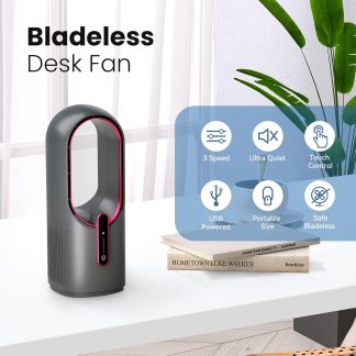 F6 Bladeless Desk Fan (11.8") — Touch Control, 3 Speeds, Ultra-Quiet